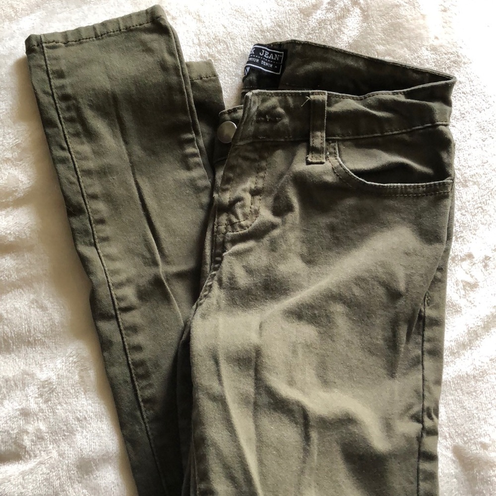 Cargo green skinny jeans